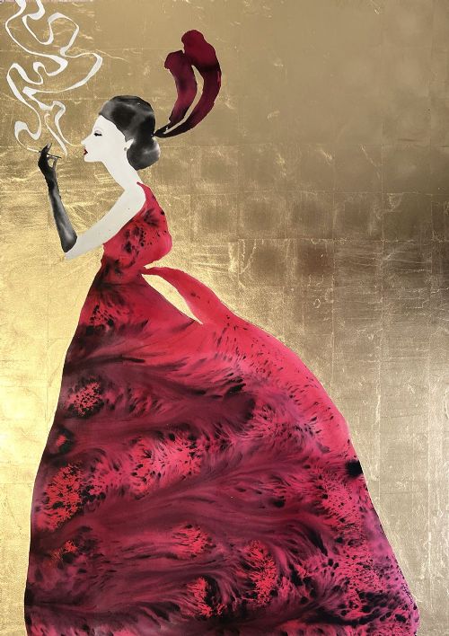 Bridget Davies - Smoking in Red