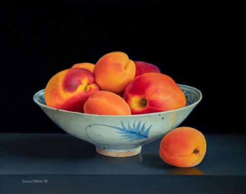 Jessica Brown - Still Life with Apricots and Nectarines in a Chinese Bowl