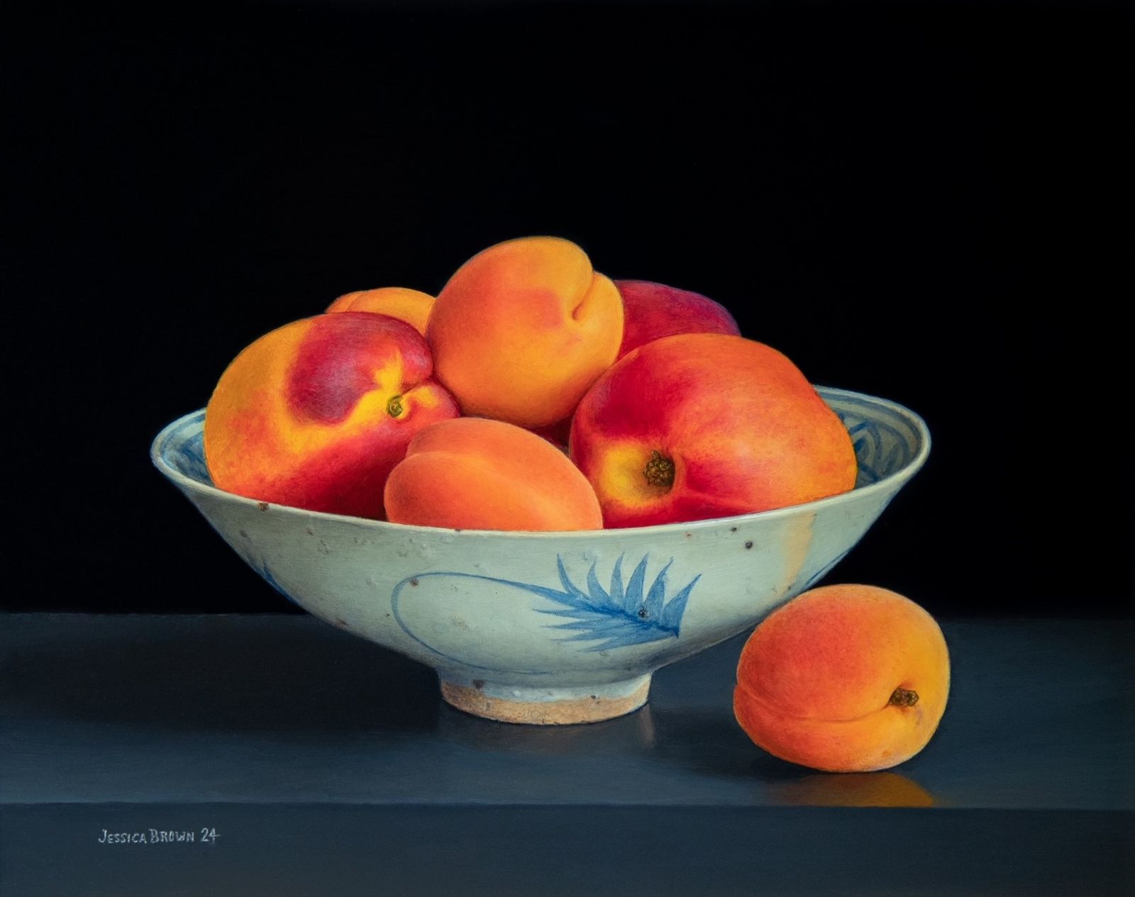 Jessica Brown - Still Life with Apricots and Nectarines in a Chinese Bowl